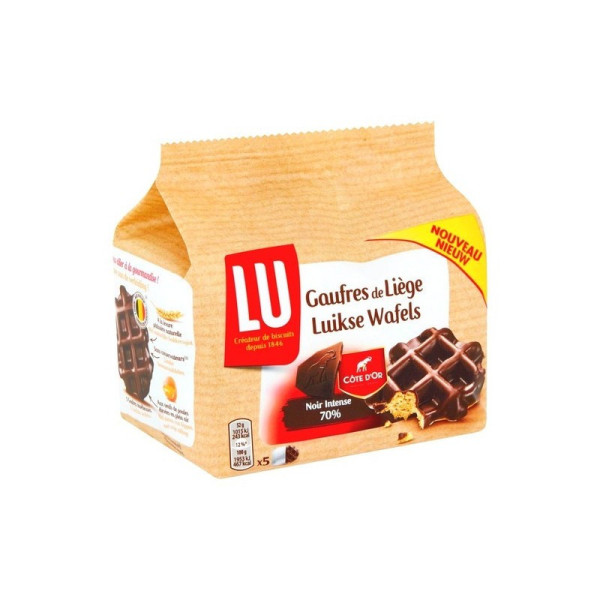 Buy-Achat-Purchase - LU 5 dark chocolate Cote d'Or Liege waffles 225 gr - Waffles - LU